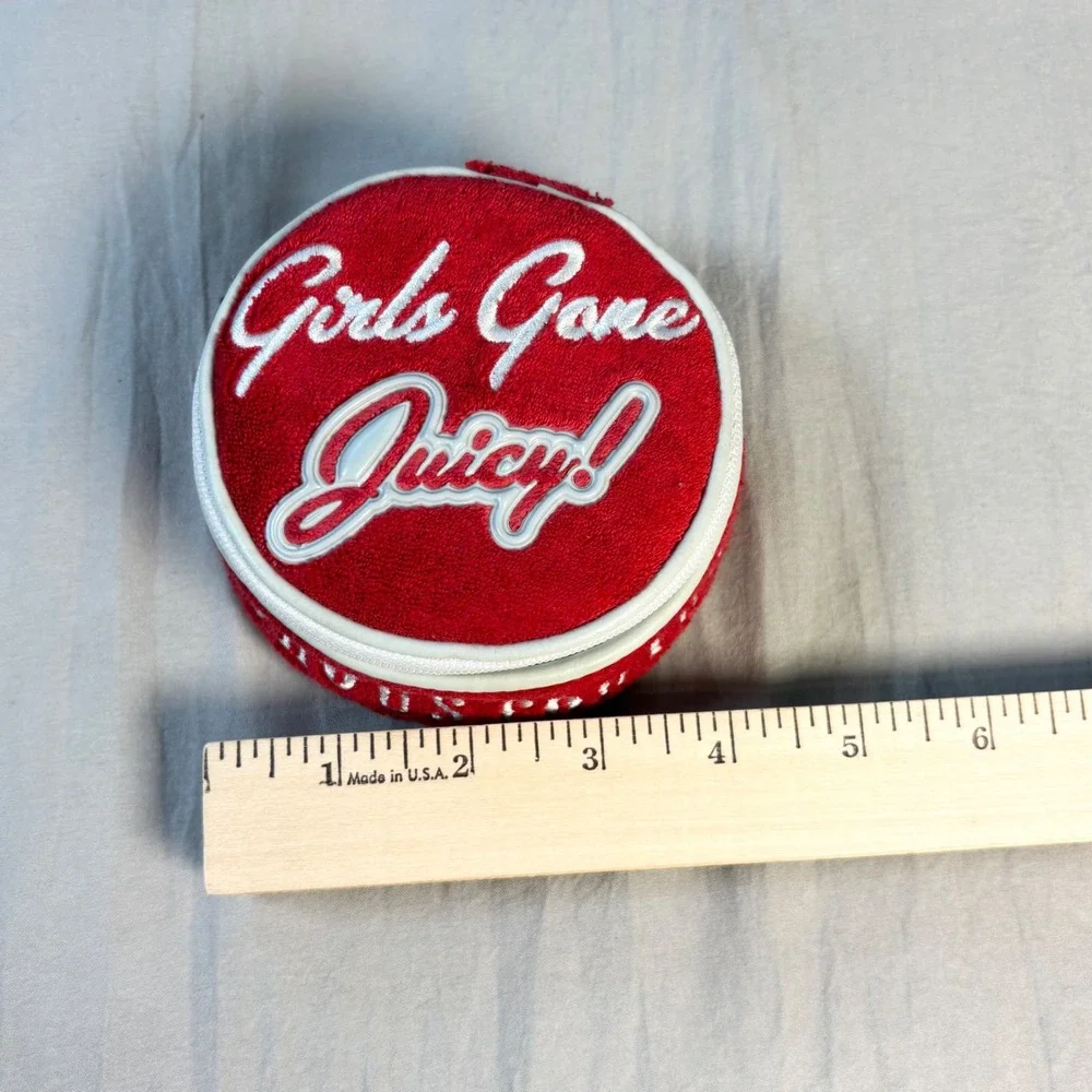 Vintage Y2K Juicy Couture Girls Gone Juicy Red Velour travel jewelry case
